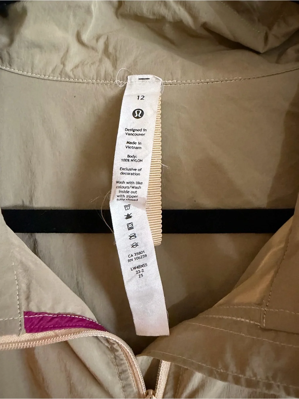 Lululemon Anorak jacket size 12